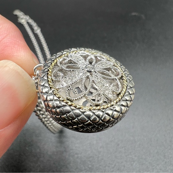 ANDREA CANDELA 18K Diamond Sterling Silver 20” Ornate Filagree Necklace - Picture 8 of 12